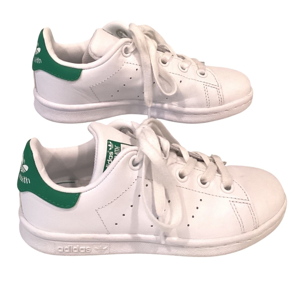 Adidas Stan Smith Kids Sneakers White Green Leather Low Top -  Size 12 Kids